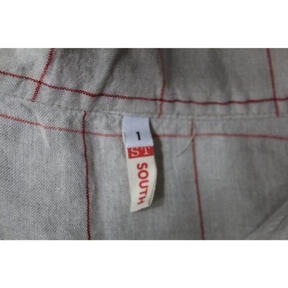 SOST South Street Linen 1 M 10/12 Beige Red Jane Tunic Check Linen Tank Dress - Picture 2 of 9